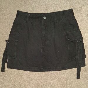 Black Cargo Mini Skirt